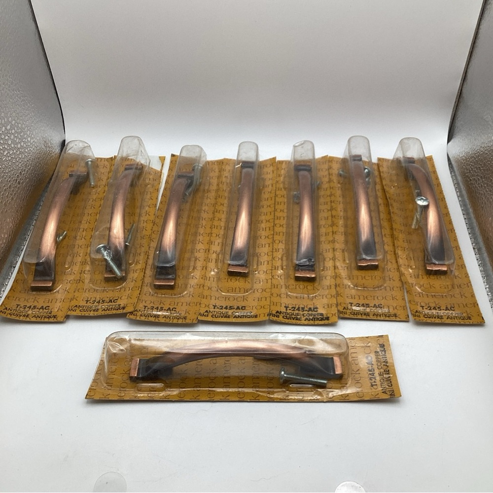 Amerock Cabinet Pull Antique Copper T-245-AC Set of 8 New
